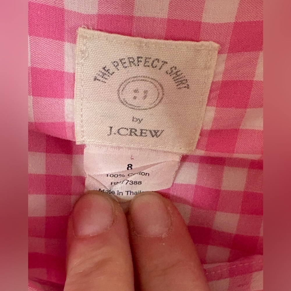 💖J. Crew “The Perfect Shirt” Pink Checked Pintuck Fitted Button Down | 8 - Picture 2 of 4
